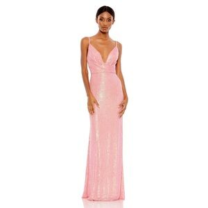 Mac Duggal Pink Sequin Maxi Dress